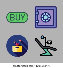 insurance icon set. vector set about safebox, donation, buy and dentist icons set.