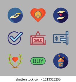 insurance icon set. vector set about charity, check, buy and donation icons set.