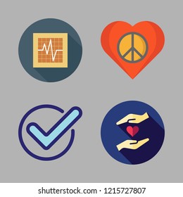insurance icon set. vector set about checked, charity, cardiogram and heart icons set.