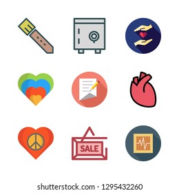 insurance icon set. vector set about sale, belt, cardiogram and safebox icons set.