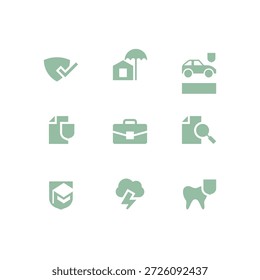 Conjunto de iconos de seguros con Ilustración vectorial