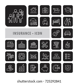 Insurance icon set Vector Illustration, icons modern design style