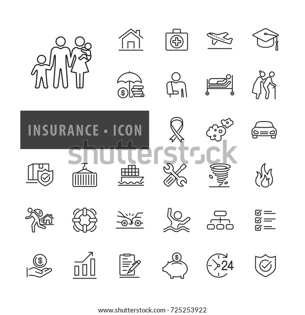 Insurance icon set Vector Illustration, icons\
modern design style