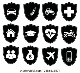 Insurance icon set with white background.