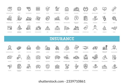 Insurance Icon Thin Line Set Support Services