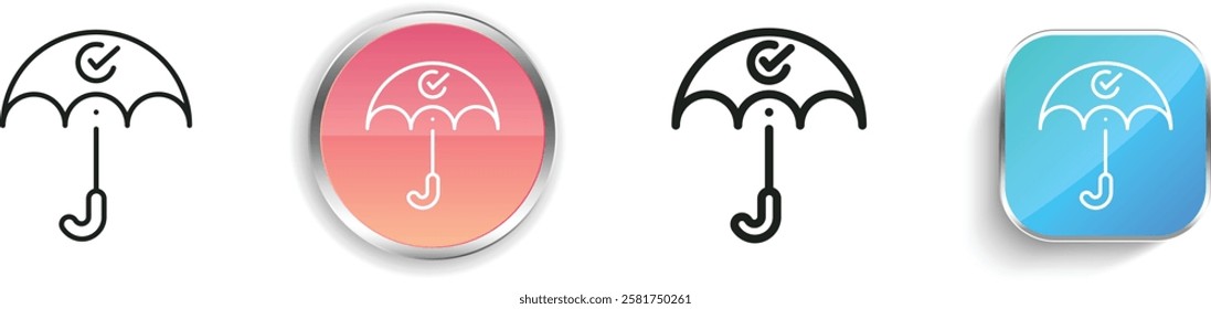 insurance icon. Thin Linear, Regular and Button Style Design Isolated On White Background