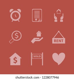 insurance icon. insurance vector icons set hands house, alarm, house buying contract and heart