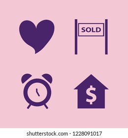 insurance icon. insurance vector icons set sold house, alarm, house rent and heart