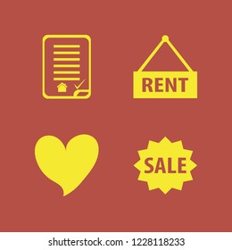 insurance icon. insurance vector icons set heart, house rent, house buying contract and sale