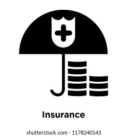 Insurance icon vector isolated on white background, logo concept of Insurance sign on transparent background, filled black symbol