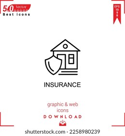 INSURANCE icon vector on white background. Simple, isolated, flat icons, icons, apps, logos, website design or mobile apps for business marketing management,
UI UX design Editable stroke.EPS10