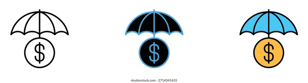 Icono de seguro. Vector de seguridad y gestión de riesgos. Ilustración vectorial.