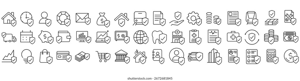 Insurance icon vector set. actuarial illustration sign collection. insurance policy symbol. assurance logo.