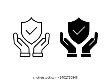 Vektorset für Versicherungen. Händehalteschild-Symbol