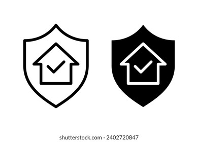 Vektorset für Versicherungen. Symbol der Immobilienversicherung