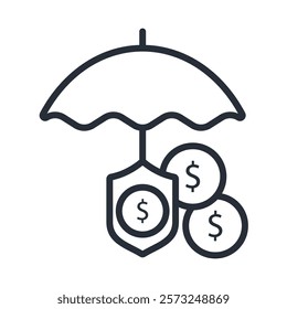 insurance icon. vector.Editable stroke.linear style sign for use web design,logo.Symbol illustration.