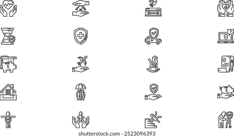 Insurance icons High-Quality Vector Icons Collection with Editable Stroke. Ideal for Professional and Creative Projects.