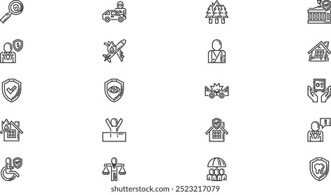 Insurance icons High-Quality Vector Icons Collection with Editable Stroke. Ideal for Professional and Creative Projects.