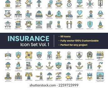 Insurance icons including total permanent disability, trade credit, travel, tuition, UCC, uninsured, vehicle, wage, war risk, weather, workers accident compensation, employer defense, zombie fund.