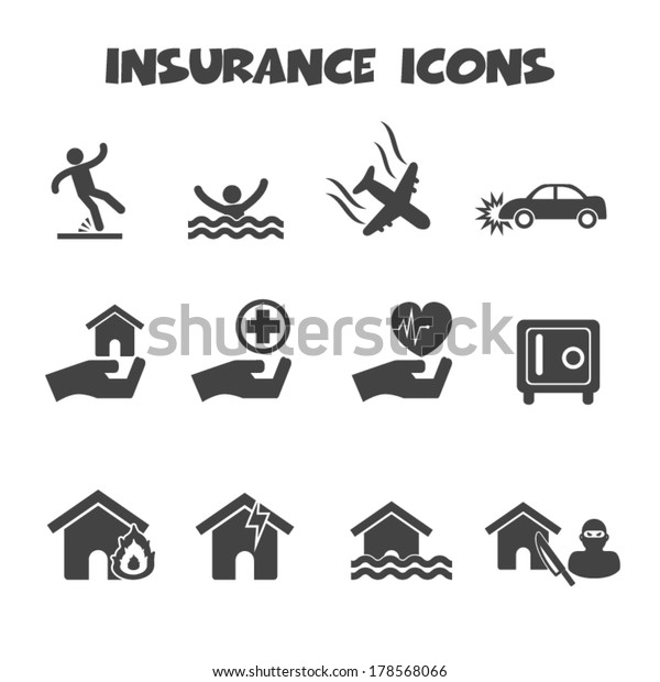 insurance icons, mono vector\
symbols