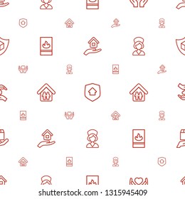 insurance icons pattern seamless white background. Included editable outline house insurance, home security, hands holding heart, fire protection icons. insurance icons for web and mobile.