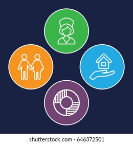Insurance icons set. set of 4 insurance outline icons such as nurse, house insurance, lifebuoy