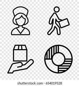 Insurance icons set. set of 4 insurance outline icons such as courier, cargo protection, nurse