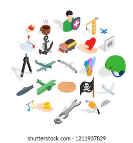 Insurance icons set. Isometric set of 25 insurance vector icons for web isolated on white background