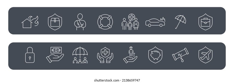 Insurance icons set . Insurance pack symbol vector elements for infographic web