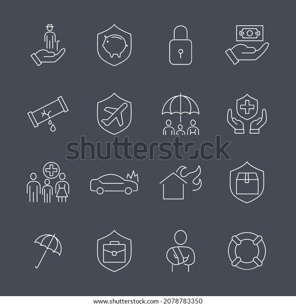 Insurance icons set. Insurance pack symbol vector\
elements for infographic\
web