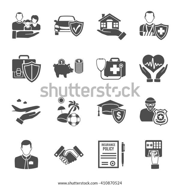 Insurance Icons Set for Poster,\
Web Site, Advertising like House, Car, Medical and Business\
.