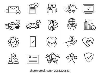 Insurance icons set. Related Vector Line Icons. Contains such Icons as Car Protection, Health Insurance, Contract and more. illustration insurance icons. editable file