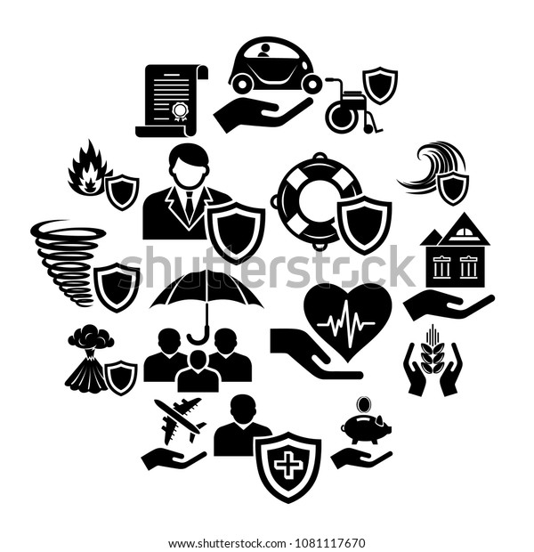 Insurance icons set. Simple illustration of 16\
insurance vector icons for\
web