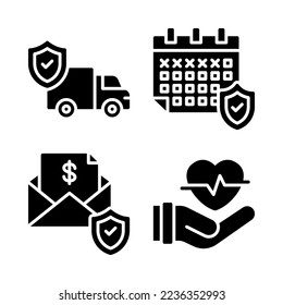 Insurance Icons Set = truck delivery, calendar, email, hearbeat. Perfect for website mobile app, app icons, presentation, illustration and any other projects.
