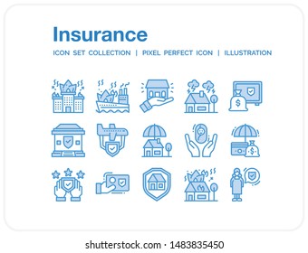 Insurance Icons Set. UI Pixel Perfect Well-crafted Vector Thin Line Icons. The illustrations are a vector.