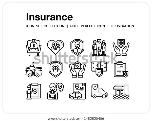 Insurance Icons Set. UI\
Pixel Perfect Well-crafted Vector Thin Line Icons. The\
illustrations are a\
vector.