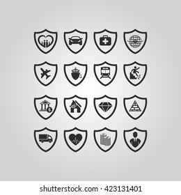 Insurance icons set vector