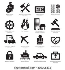 Insurance icons set vector. Flat design.