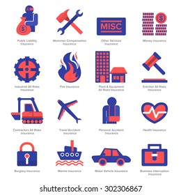 Insurance icons set vector. Flat design.