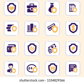 Insurance icons set for web sites and user interface