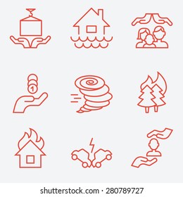 Insurance Icons, Thin Line Style, Flat Design