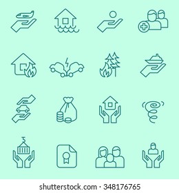 Insurance Icons, Thin Line Style