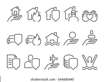 Insurance Icons, Thin Line Style