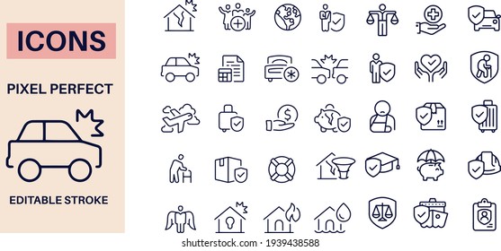 Insurance Icons vector design outline 