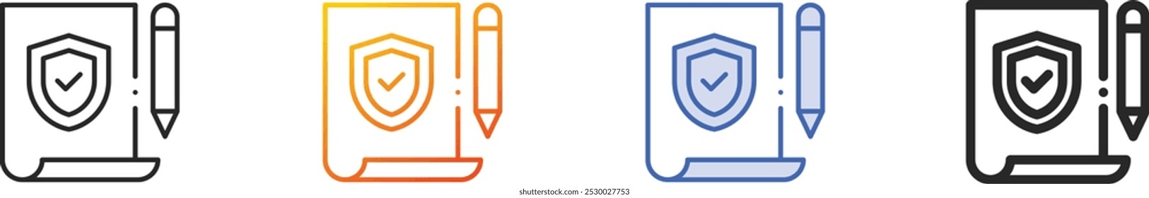 insurance icon.Thin Linear, Gradient, Blue Stroke and bold Style Design Isolated On White Background