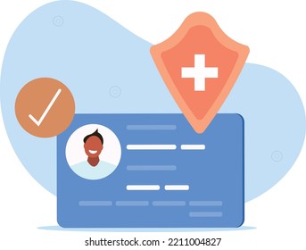 Insurance ID Card For The Patient Of The Clinic.vector Illustration.