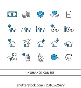 Insurance illustration icon set (white background, vector, cut out)