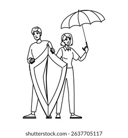 insurance insurtech vector. digital fintech, money accident, shield business insurance insurtech character. people black line pencil drawing illustration