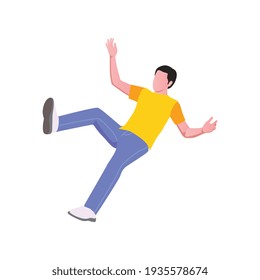 Insurance isometric composition with isolated human character of falling man vector illustration