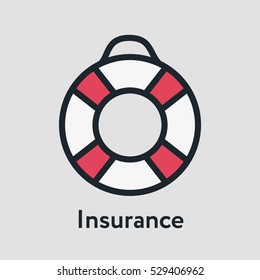 Insurance Lifesaver Minimal Color Flat Line Stroke Icon Pictogram Symbol Illustration